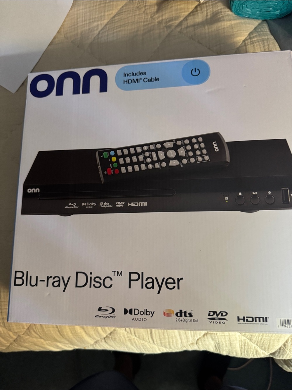 Onn Black Blu-ray Disc Player with Remote